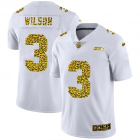 Camiseta Hombre NFL Seattle Seahawks Russell Wilson 3 Nike Flocked Leopard Print Blanco